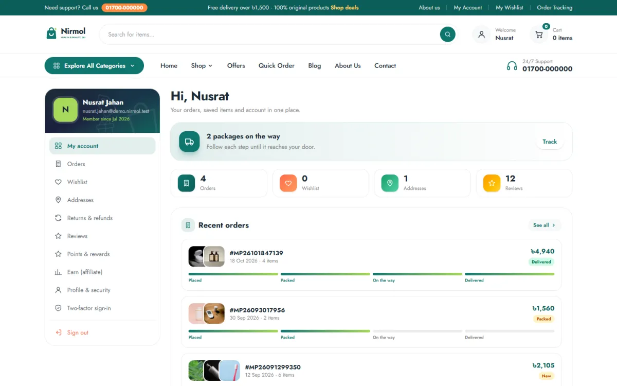 Customer account of Nirmol Health & Beauty Shop
